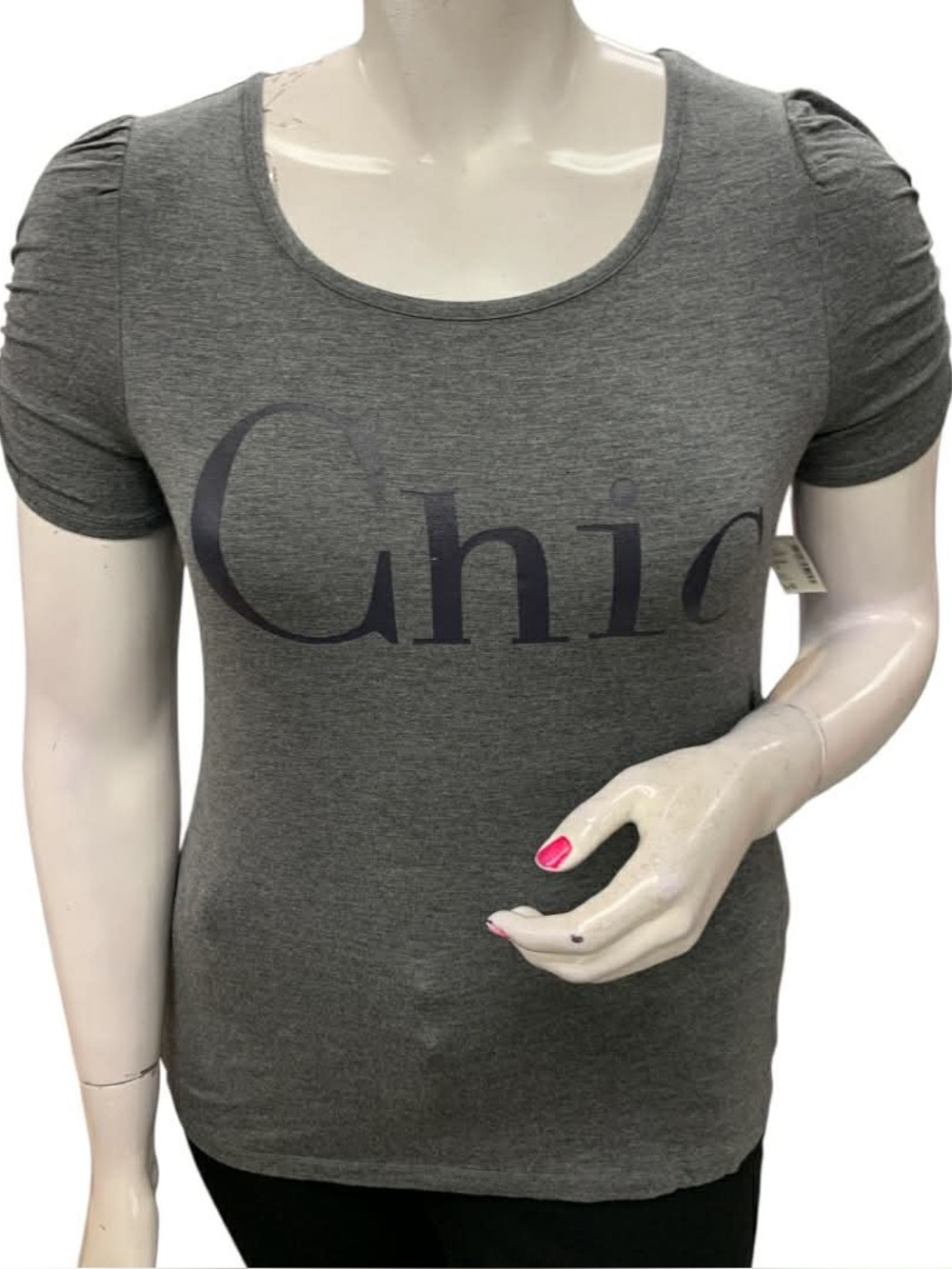 Reitmans NWT Gray 'Chic' Short Sleeve Tee Size L
